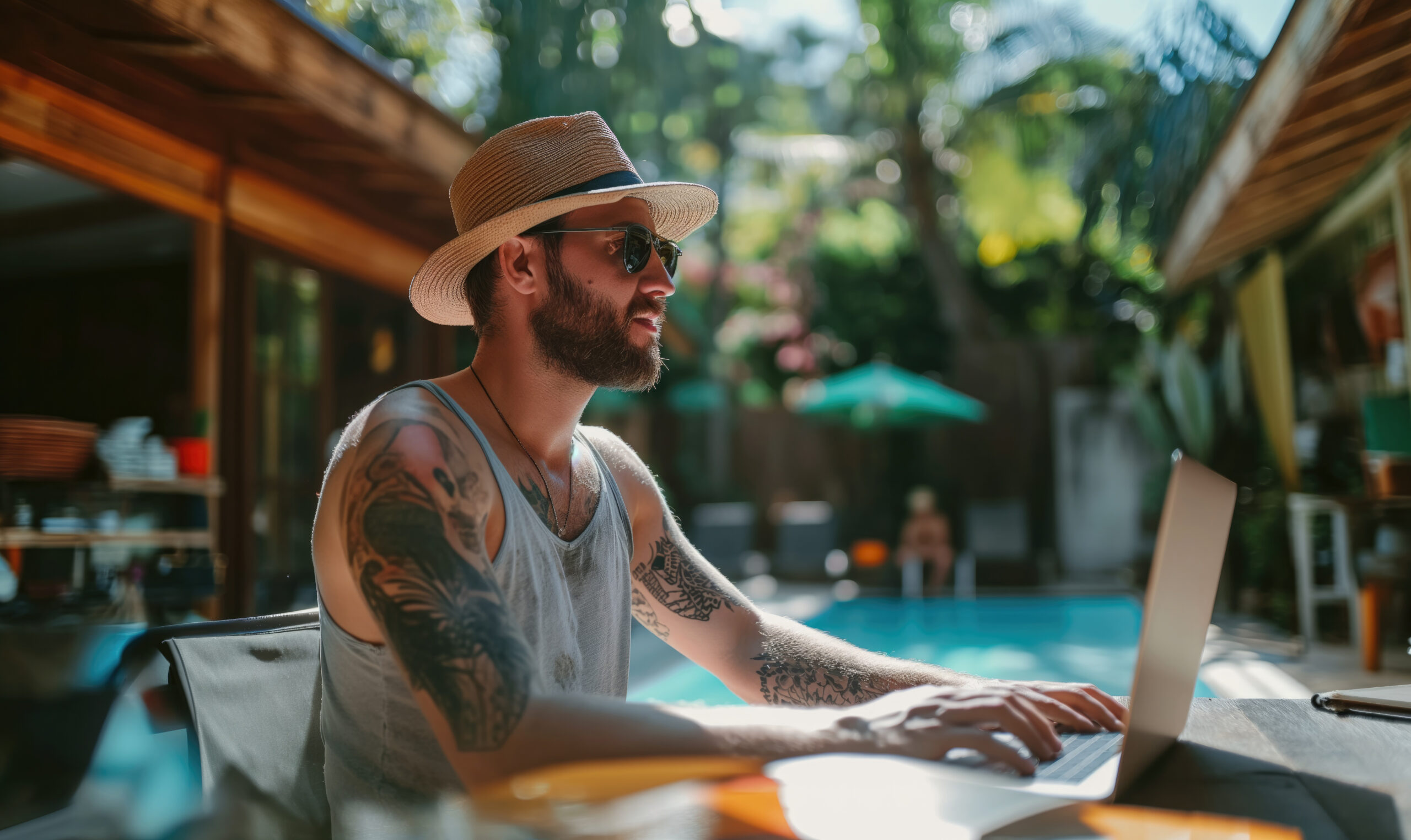 Home medium shot man living as digital nomad