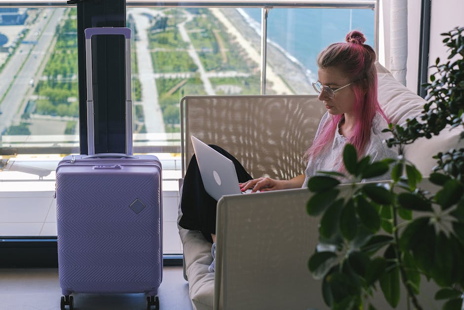 traveler using public WiFi safely at airport